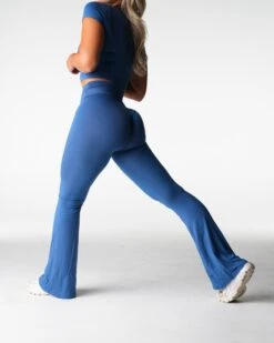 Foldover Flare Lounge Pants - Blue Haze Daydream