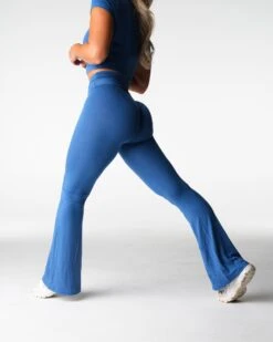 Foldover Flare Lounge Pants - Blue Haze Daydream -NVGTN Sportswear Shop DSC04305 1