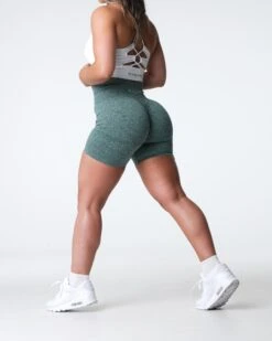 Forest Green High Waisted Scrunch Seamless Gym Shorts