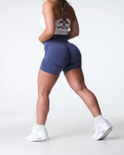 Indigo Contour Seamless High-Waisted Workout Shorts