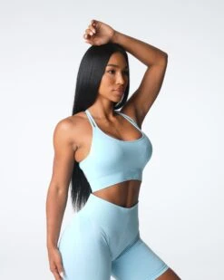 Pastel Blue Virtue Seamless Strappy Back Sports Bra -NVGTN Sportswear Shop DSC04409 69219165 80ff 43fe a07a 00d38555c6c5