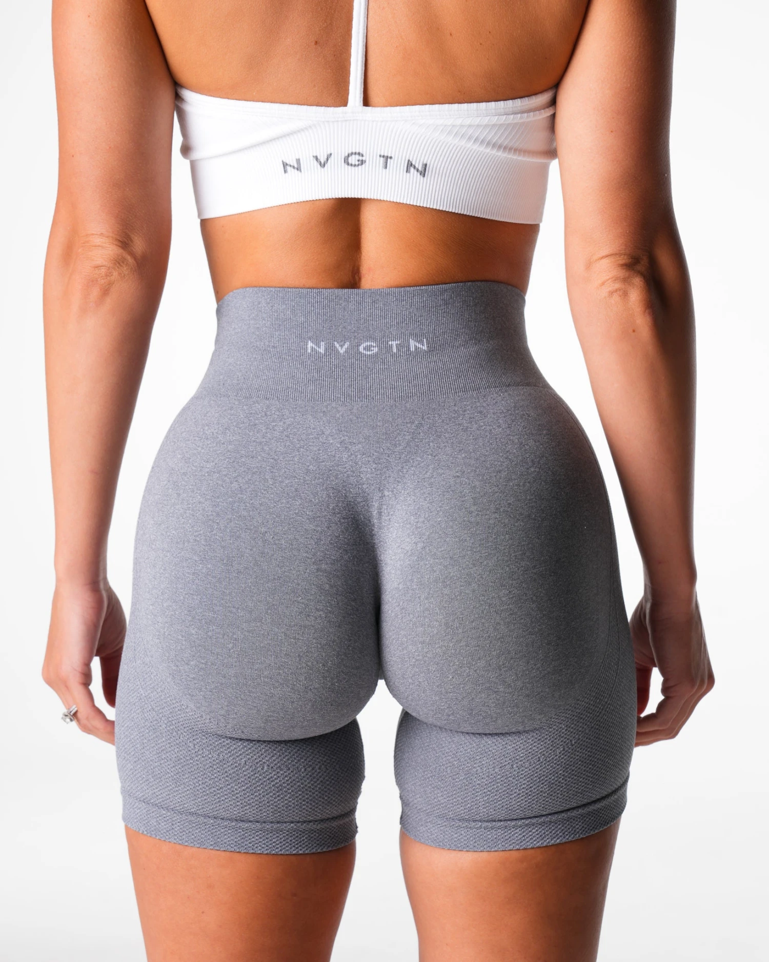 Grey Lift Seamless Contouring Shorts - High Waist Gym Wear 2 Grey Lift Seamless Contouring Shorts - High Waist Gym Wear - Image 2