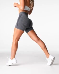 Black Speckled Mid Rise Contour Seamless Workout Shorts -NVGTN Sportswear Shop DSC04858