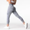 High-Waisted Grey Digital Seamless Leggings - Compressive Workout Tights