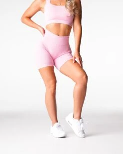 Baby Pink High Waisted Seamless Lift & Contour Workout Shorts 7 Baby Pink High Waisted Seamless Lift & Contour Workout Shorts -NVGTN Sportswear Shop DSC04892