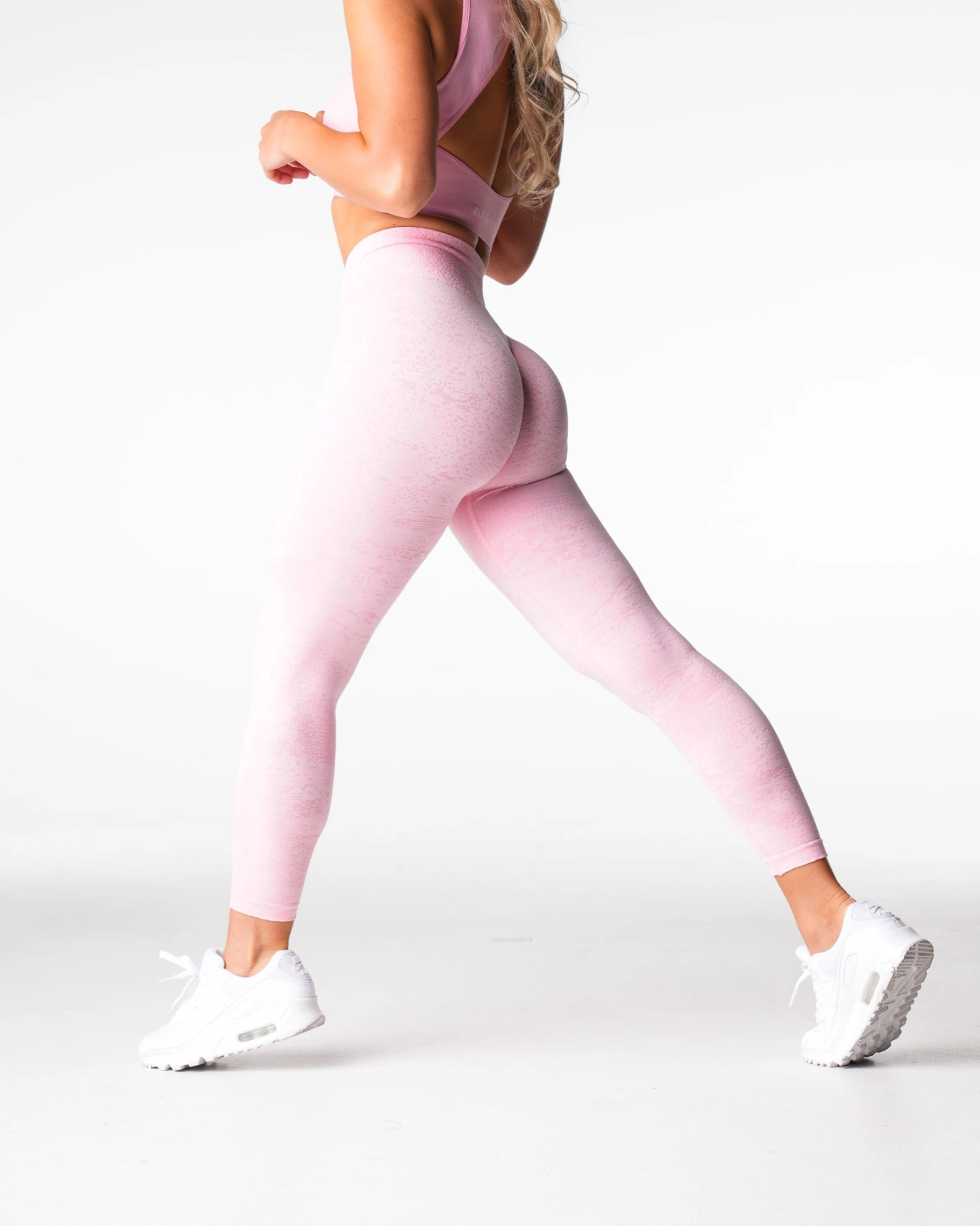 High-Waisted Digital Seamless Leggings - Baby Pink 3 High-Waisted Digital Seamless Leggings - Baby Pink - Image 3