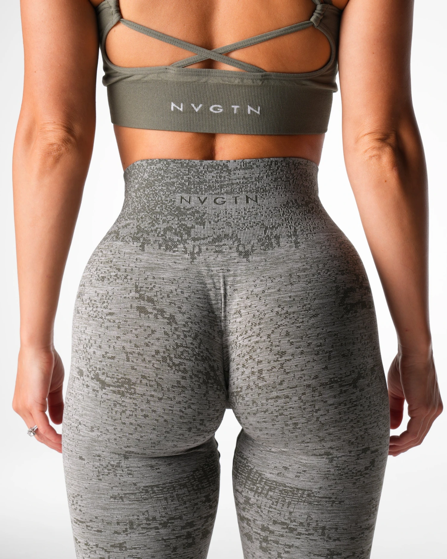 High Waisted Digital Seamless Leggings - Khaki Green Compressive Yoga Pants 2 High Waisted Digital Seamless Leggings - Khaki Green Compressive Yoga Pants - Image 2