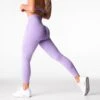 Lilac Mid Rise Contour Seamless Leggings - Sculpting Gym Tights