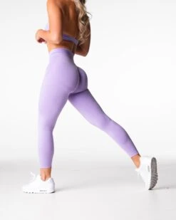 Lilac Mid Rise Contour Seamless Leggings - Sculpting Gym Tights