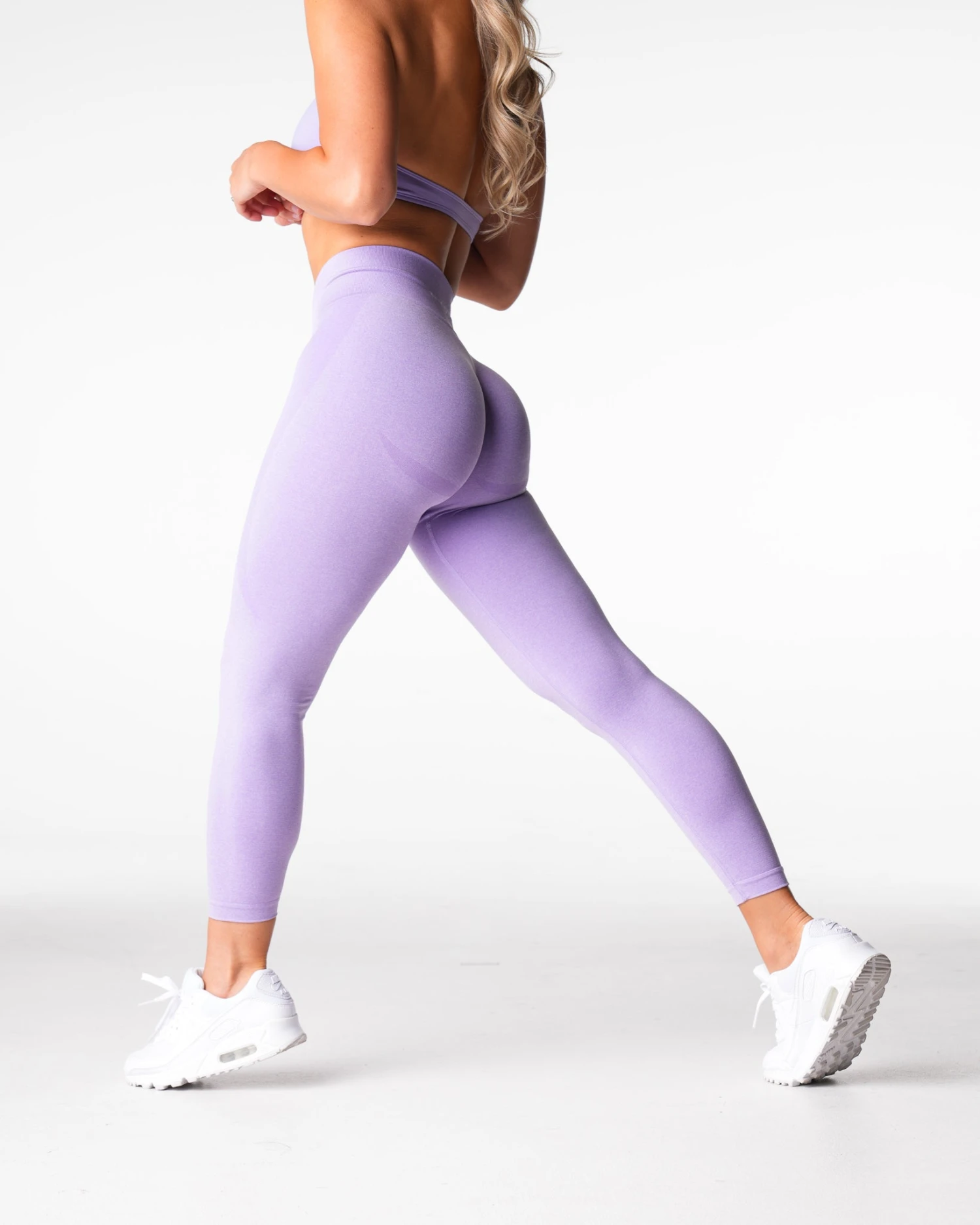 Lilac Mid Rise Contour Seamless Leggings - Sculpting Gym Tights 3 Lilac Mid Rise Contour Seamless Leggings - Sculpting Gym Tights - Image 3