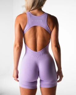 Lilac Seamless Romper - Compressive Athletic Workout Unitard