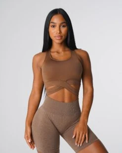 Sculpt Seamless Bra Top with Crisscross Waist Detail - Mocha 7 Sculpt Seamless Bra Top with Crisscross Waist Detail - Mocha -NVGTN Sportswear Shop DSC05037