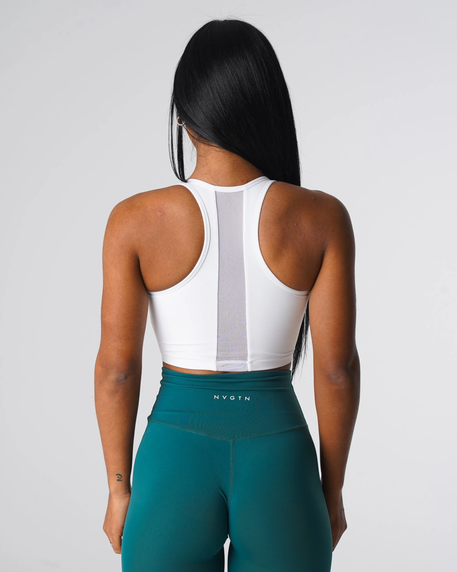 White V-Neck Sports Bra - Crossbody Strap Yoga Top | Radiance 4 White V-Neck Sports Bra - Crossbody Strap Yoga Top | Radiance - Image 4