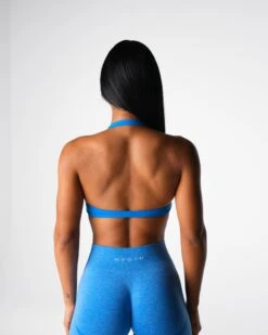 Seamless Halter Sports Bra with Open Back - Ocean Blue 7 Seamless Halter Sports Bra with Open Back - Ocean Blue -NVGTN Sportswear Shop DSC05084