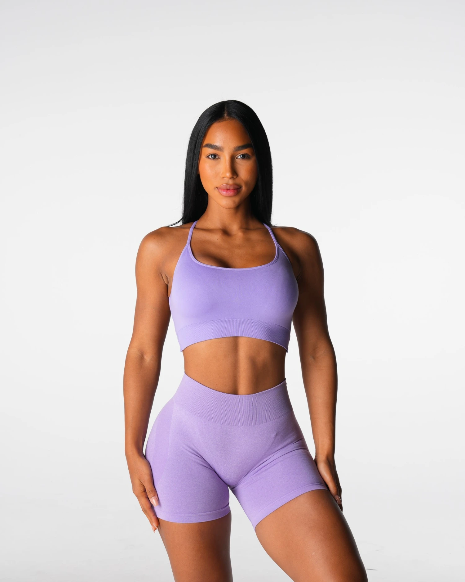 Seamless Open Back Sports Bra - Lilac Invincible Low Impact Yoga Top 2 Seamless Open Back Sports Bra - Lilac Invincible Low Impact Yoga Top - Image 2