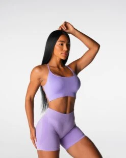 Seamless Open Back Sports Bra - Lilac Invincible Low Impact Yoga Top 6 Seamless Open Back Sports Bra - Lilac Invincible Low Impact Yoga Top -NVGTN Sportswear Shop DSC05095