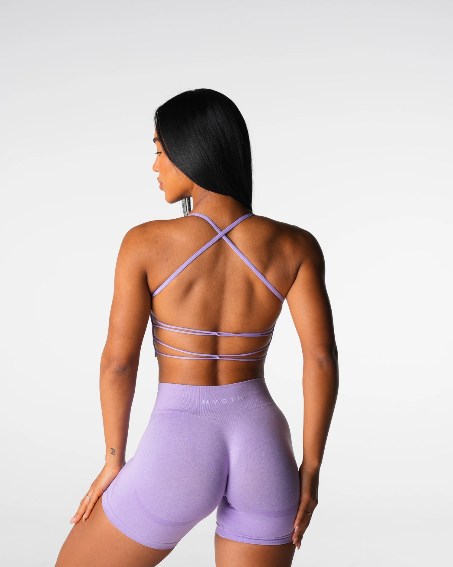 Seamless Open Back Sports Bra - Lilac Invincible Low Impact Yoga Top 4 Seamless Open Back Sports Bra - Lilac Invincible Low Impact Yoga Top - Image 4