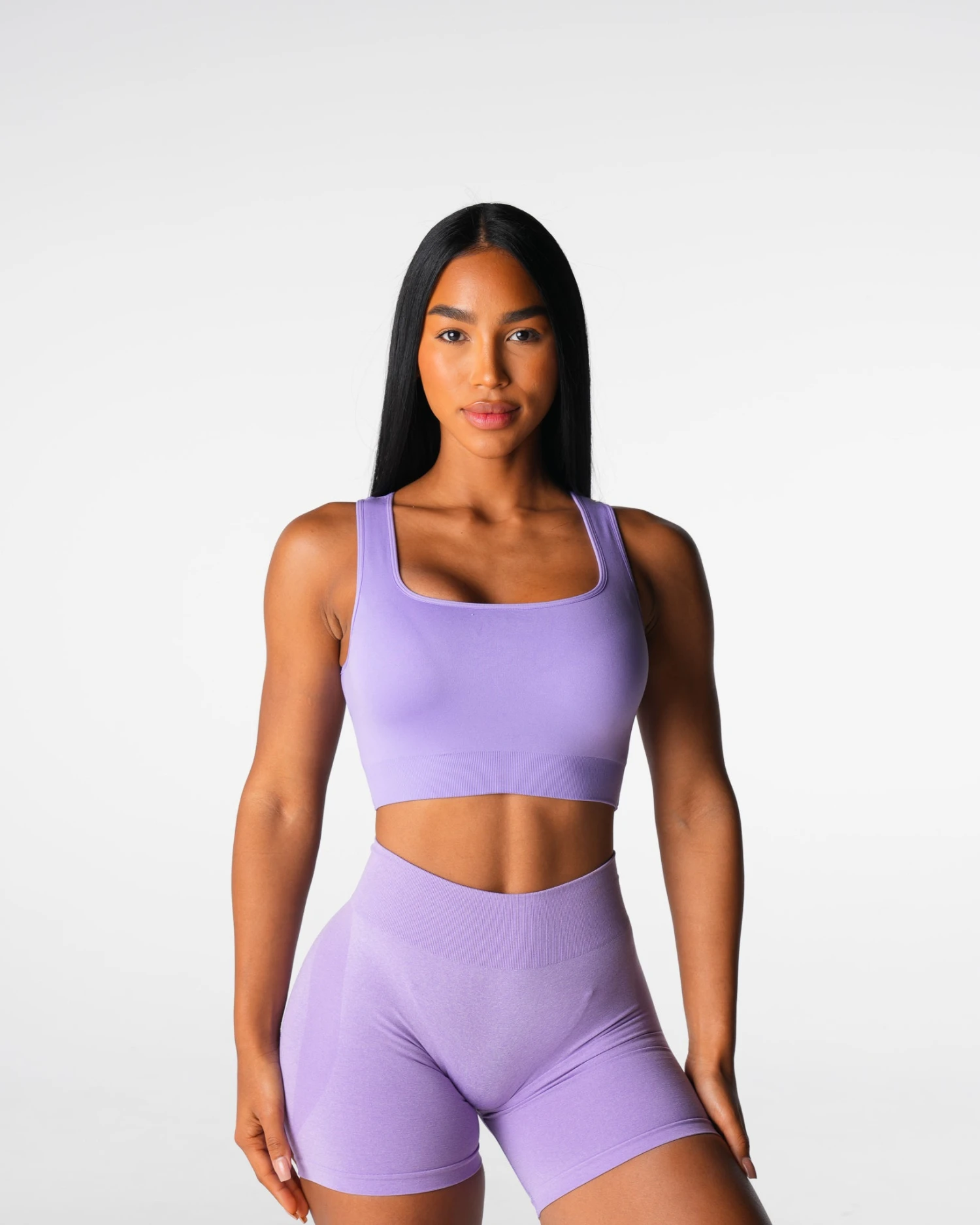 Lilac Empower Seamless Sports Bra with Triangle Cutout Back 2 Lilac Empower Seamless Sports Bra with Triangle Cutout Back - Image 2
