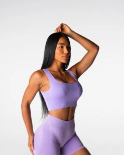 Lilac Empower Seamless Sports Bra with Triangle Cutout Back 6 Lilac Empower Seamless Sports Bra with Triangle Cutout Back -NVGTN Sportswear Shop DSC05108