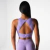 Lilac Empower Seamless Sports Bra with Triangle Cutout Back