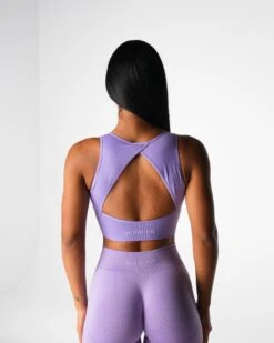 Lilac Empower Seamless Sports Bra with Triangle Cutout Back