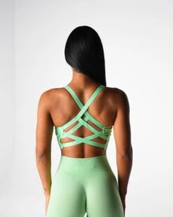 Pistachio Enchant Seamless Sports Bra - Breathable Criss-Cross Gym Top