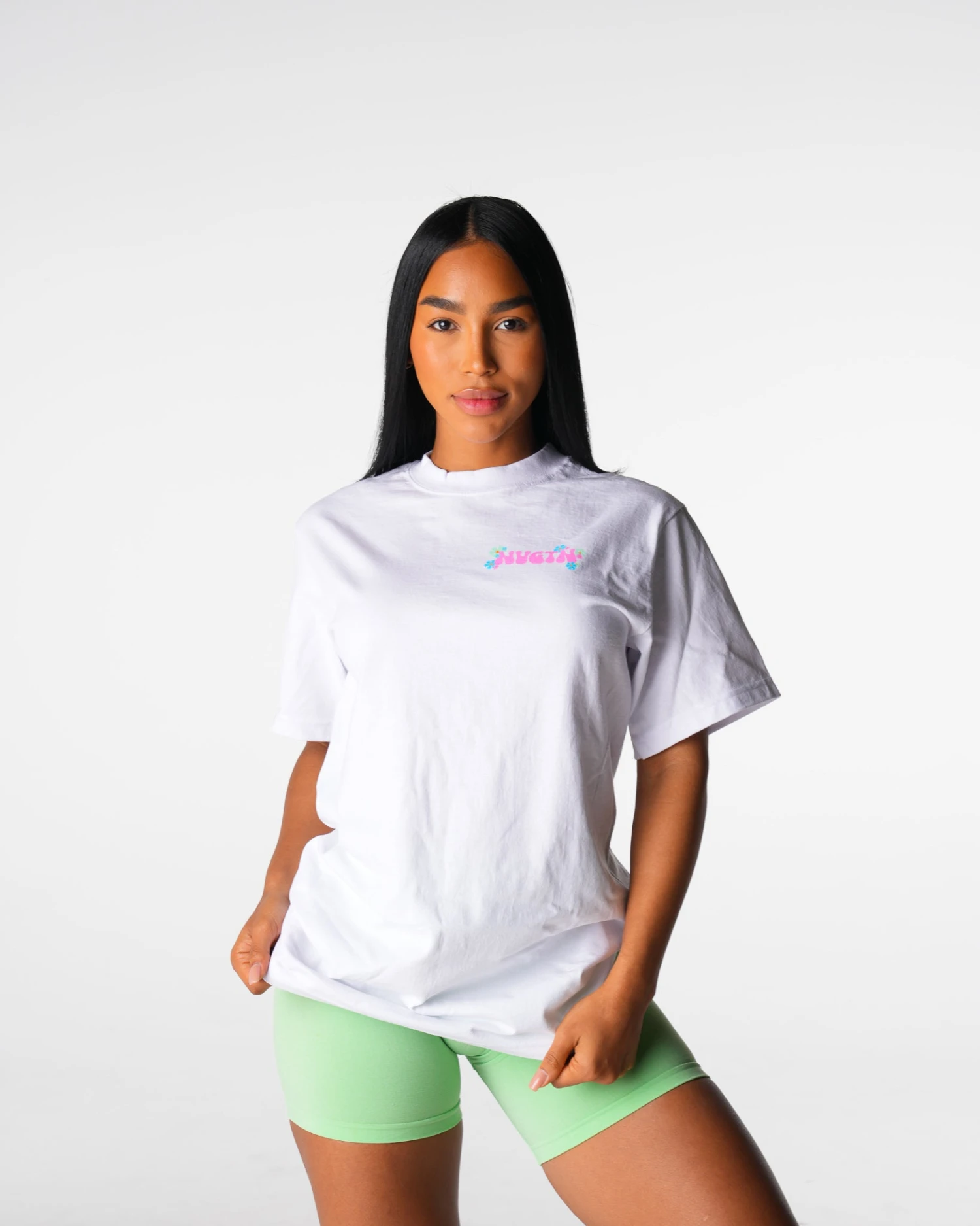 White Gym Girl Era Graphic Tee - Oversized Cropped Fitness Top 2 White Gym Girl Era Graphic Tee - Oversized Cropped Fitness Top - Image 2