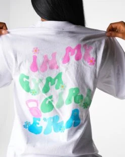 White Gym Girl Era Graphic Tee - Oversized Cropped Fitness Top 7 White Gym Girl Era Graphic Tee - Oversized Cropped Fitness Top -NVGTN Sportswear Shop DSC05128