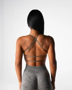 Khaki Green Invincible Seamless Bra with Open Back Design