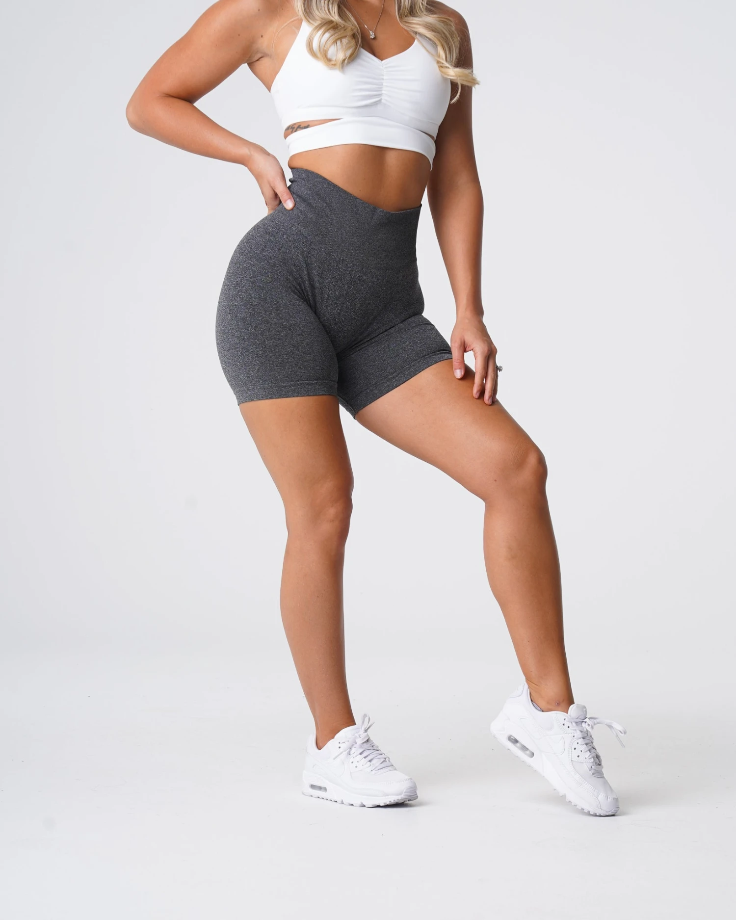 Black Speckled Pro Seamless High-Waisted Workout Shorts 3 Black Speckled Pro Seamless High-Waisted Workout Shorts - Image 3