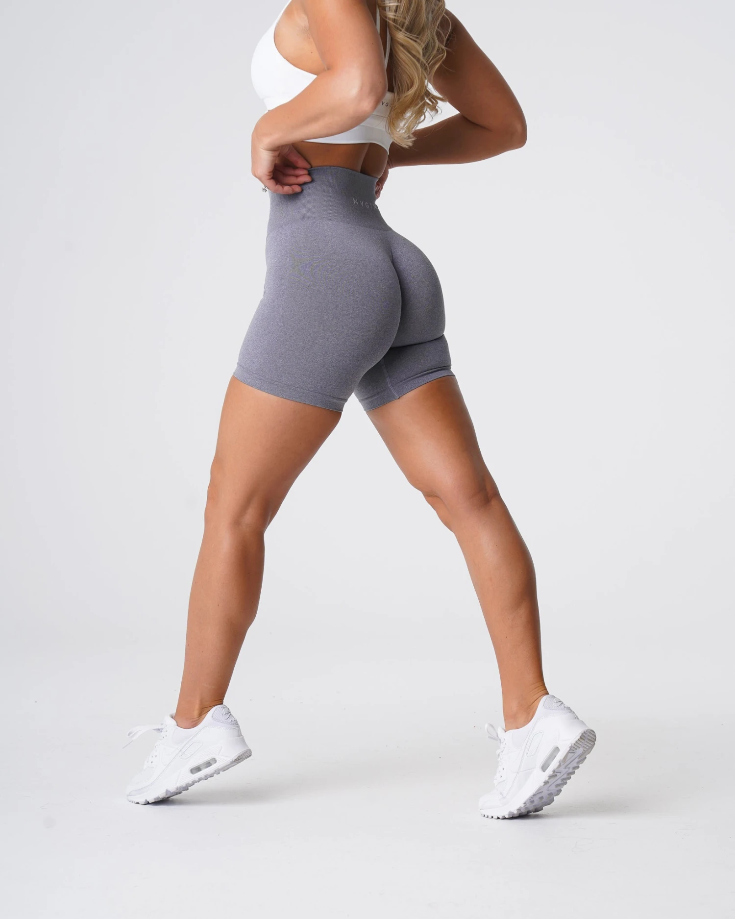 Grey Pro Seamless High-Waisted Athletic Shorts 4 Grey Pro Seamless High-Waisted Athletic Shorts - Image 4