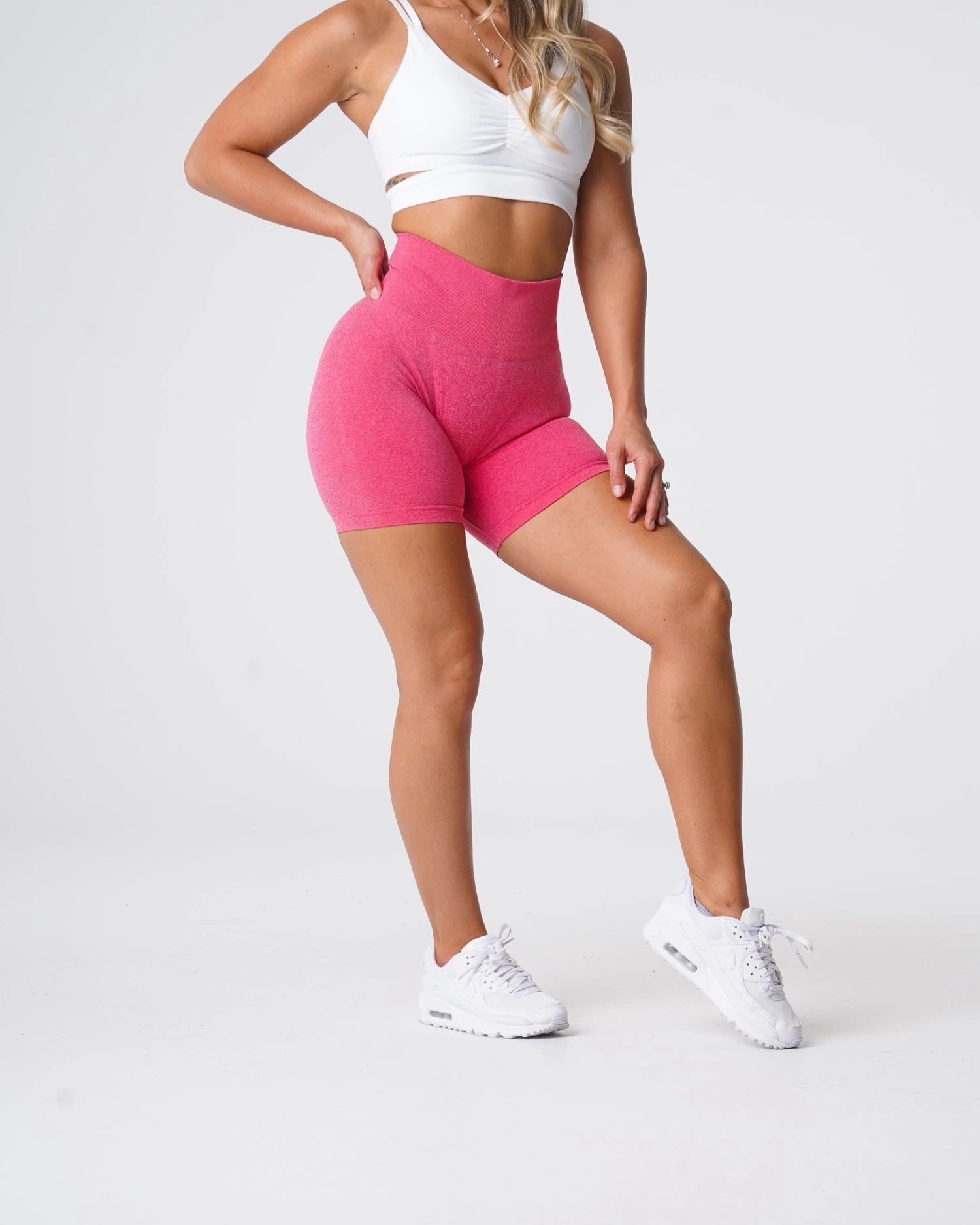 Hot Pink Seamless High-Waisted Workout Shorts for Women 3 Hot Pink Seamless High-Waisted Workout Shorts for Women - Image 3