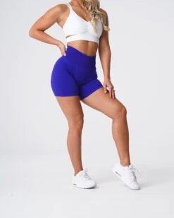Cobalt Solid Seamless High-Waisted Workout Shorts 6 Cobalt Solid Seamless High-Waisted Workout Shorts -NVGTN Sportswear Shop DSC05737