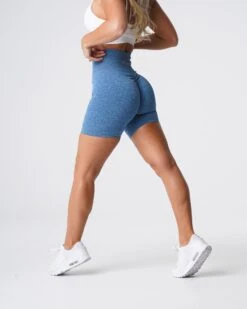 Sky Blue High Waist Scrunch Seamless Shorts - Booty Lifting Fitness Wear -NVGTN Sportswear Shop DSC05750
