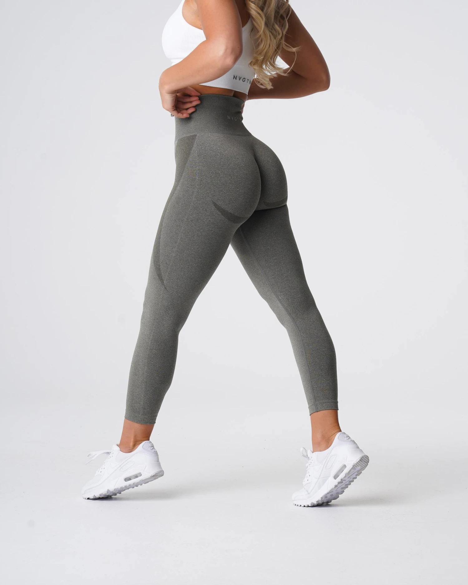 NVGTN Contour Seamless Leggings - Khaki Green 4 NVGTN Contour Seamless Leggings - Khaki Green - Image 4