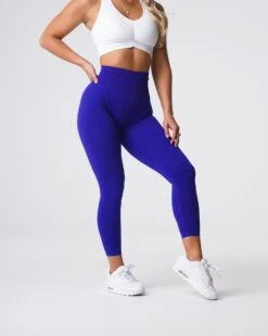 Cobalt Blue High Waisted Seamless Compression Leggings -NVGTN Sportswear Shop DSC05882