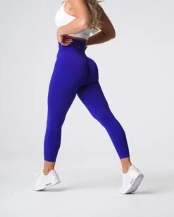 Cobalt Blue High Waisted Seamless Compression Leggings -NVGTN Sportswear Shop DSC05883