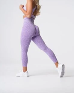 High-Waisted Lilac Leopard Seamless Leggings - Performance Gym Wear