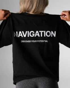 Oversized Cropped Graphic Tee - Black Navigation Essential Top 7 Oversized Cropped Graphic Tee - Black Navigation Essential Top -NVGTN Sportswear Shop DSC05894