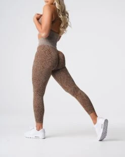 Mocha Snakeskin Seamless High-Waisted Leggings