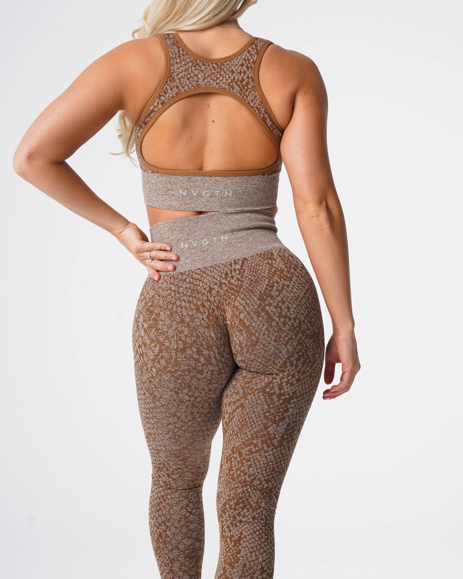 Mocha Snakeskin Seamless High-Waisted Leggings 2 Mocha Snakeskin Seamless High-Waisted Leggings - Image 2