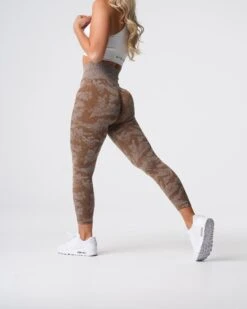 Mocha Camo Seamless High-Waist Compressive Leggings