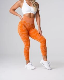 Burnt Orange Camo Seamless High Waisted Leggings -NVGTN Sportswear Shop DSC05949