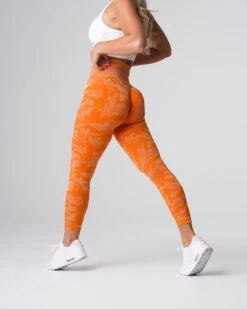 Burnt Orange Camo Seamless High Waisted Leggings -NVGTN Sportswear Shop DSC05950