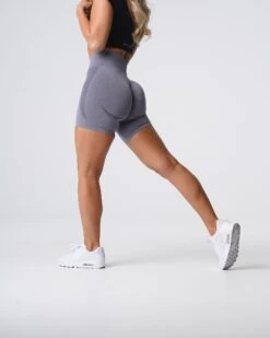 High-Waisted Grey Contour Seamless Shorts for Women
