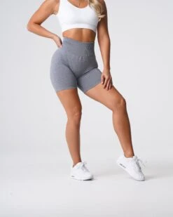 High Waist Grey Scrunch Seamless Shorts - Booty Lifting Fitness Wear 6 High Waist Grey Scrunch Seamless Shorts - Booty Lifting Fitness Wear -NVGTN Sportswear Shop DSC06008