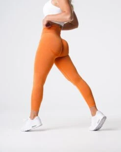 Burnt Orange Curve Seamless Leggings - High-Waist Contour Gym Wear