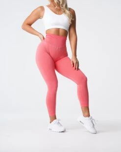 NV Seamless Leggings in Coral | High-Waisted Non-Contour Gym Wear 6 NV Seamless Leggings in Coral | High-Waisted Non-Contour Gym Wear -NVGTN Sportswear Shop DSC06106