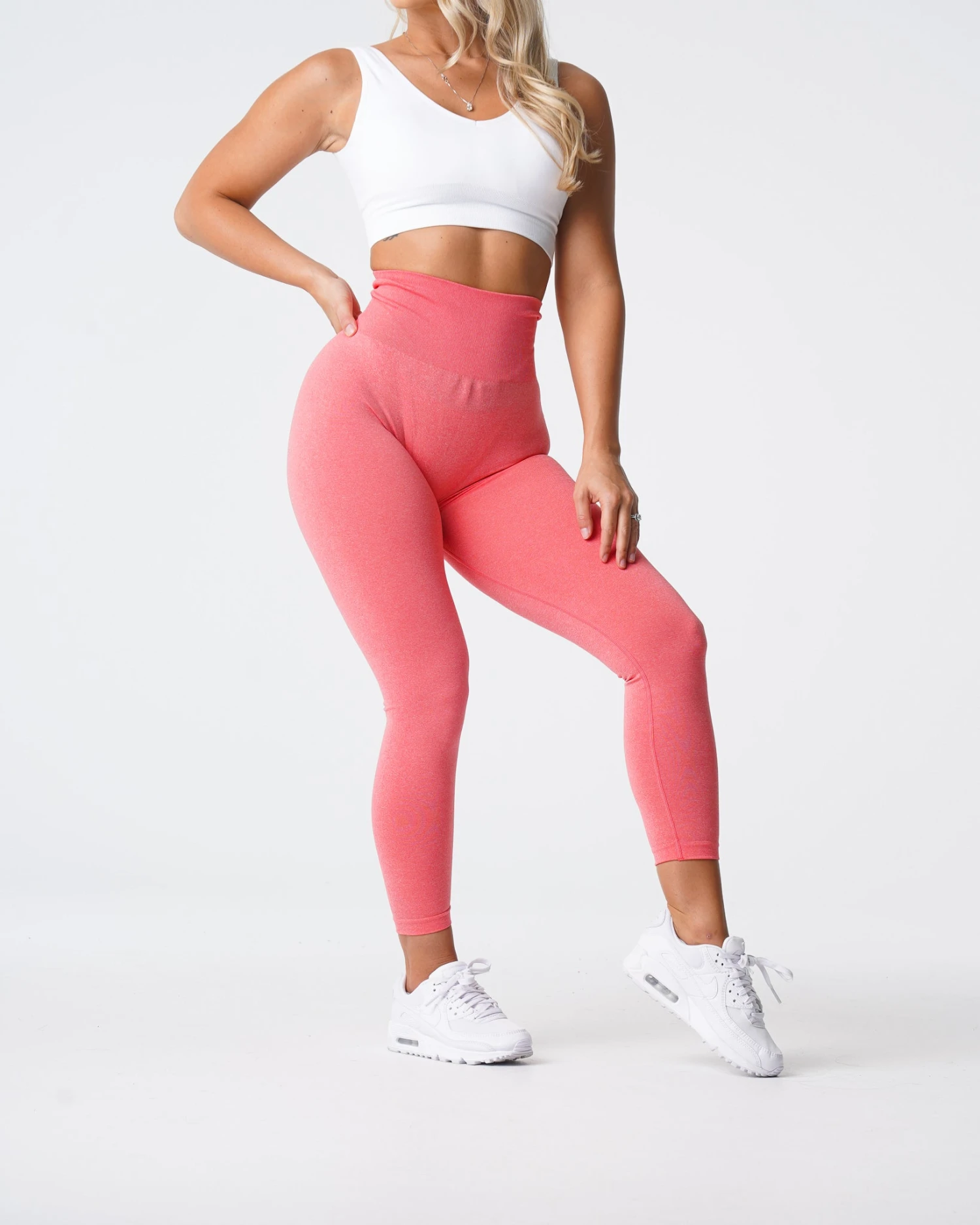 NV Seamless Leggings in Coral | High-Waisted Non-Contour Gym Wear 3 NV Seamless Leggings in Coral | High-Waisted Non-Contour Gym Wear - Image 3
