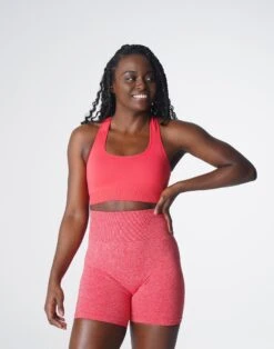 Seamless Racerback Sports Bra - Candy Apple Surge Medium Impact 6 Seamless Racerback Sports Bra - Candy Apple Surge Medium Impact -NVGTN Sportswear Shop DSC06317